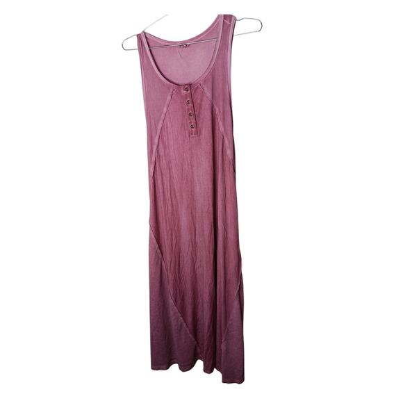 POL Oversized Maxi Dress Small Pink Sleeveless Henley Tank Textured Panels 48” - Picture 2 of 12